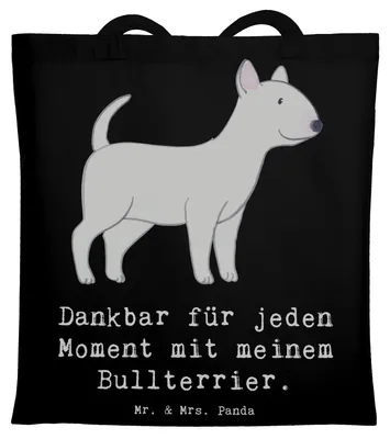 Produktbild von Mr. & Mrs. Panda Tote Bag Bullterrier Moment - Schwarz - Geschenk, Shopping Tasche, Jutebeutel, Schultasche, Einkaufstasche