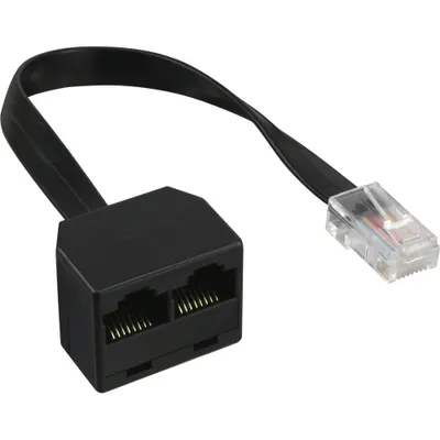Image de InLine® 69933B Répartiteur ISDN 1x RJ45 mâle vers 2x RJ45 Bu, (8P4C) avec 15cm de câble, sans résistances terminales