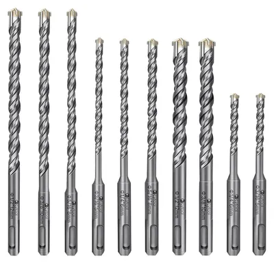 Imagen del producto de Juego de brocas para martillo perforante SDS Plus, de 10 piezas, de 5 a 12 mm, para hormigón