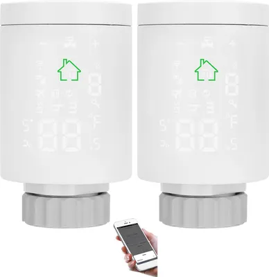 Obrázok produktu pre 2x inteligentný termostat na radiátor Tuya ZIGBEE 3.0, programovateľný termostatický ventil, ovládanie cez aplikáciu, hlasové ovládanie, kompatibilný s Alexou, detekcia otvorenia okna