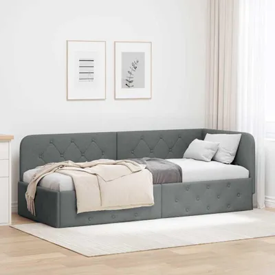 Image de Maison Exclusive - Cadre de lit d'angle gris foncé 80 x 200 cm tissu