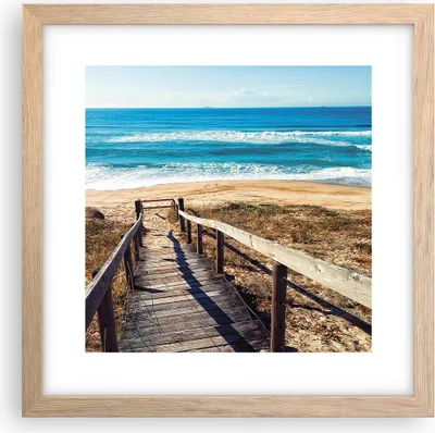 Produktbild von Gerahmtes Poster - Rahmen in heller Eiche - Meer Strand Eintritt - 30x30 cm - Wand Bild - Wanddeko - Wandbilder - Wandposter - Bilderrahmen - Bilder - Kunstdruck - Wandbild - P2NAC30x30-4359