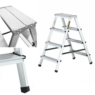 Produktbild von Drabest, Aluminium Leiter, beidseitig, 4 Stufen, 125 kg