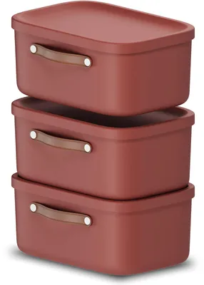 Produktbild von Rotho Aufbewahrungsbox 3er-Set 12L Maloja - Kunststoffbox 39,5 x 23,5 x 17,7 cm - Box mit Deckel - Stapelbox sicher verschließbar - Plastikbox