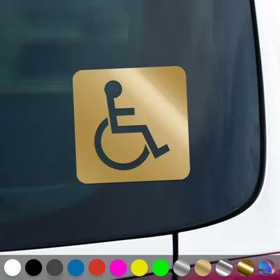 Produktbild von PantherPixel Rollstuhl Aufkleber Behindert Hinweis Rollstuhlfahrer Sticker Auto Geschenkidee Farbe Gold
