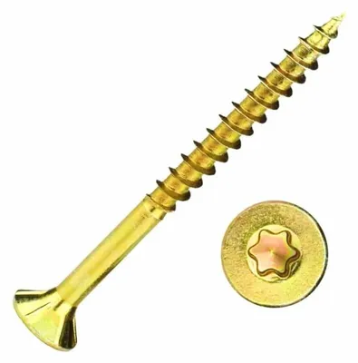Zdjęcie produktu dla Wkręty do płyt wiórowych 3,5 x 50 mm 500 sztuk z gwiazdką dwuteową, łbem stożkowym, gwintem częściowym i żebrami frezującymi pod łbem