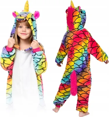 Zdjęcie produktu dla ZOLTA Jumpsuit Onesie dla dzieci - Miękka, przytulna piżama Uni - Ciepła piżama - Kostium z motywem jednorożca dla dziewczynek i chłopców - Rozmiar M - Kolorowy jednorożec