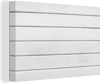 Produktbild von OneMillionCanvasses® - Leinwandbilder - 140x90 cm, Weiße Dielenstruktur, Wandbilder Kunstdruck Wanddekoration - Foto auf Leinwand - Gemälde auf Holzrahmen