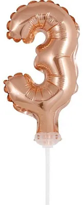 Image de Décoration de gâteau Mini ballon en plastique rose doré chiffre 3