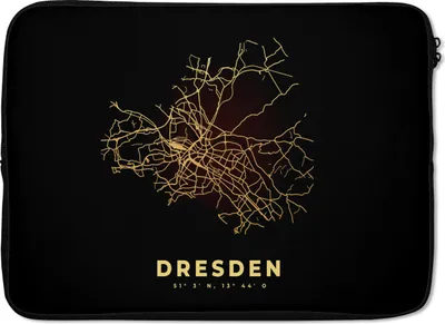 Produktbild von MuchoWow® Laptop Hülle 13 Zoll Dresden - Gold - Stadtplan - Karte Laptoptasche - Laptophülle - Sleeve - Rundumschutz