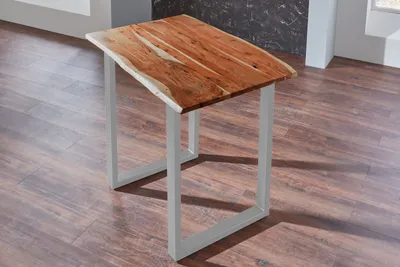 Produktbild von Bartisch Baumkante massiv Akazie nussbaum 160 x 85 silber