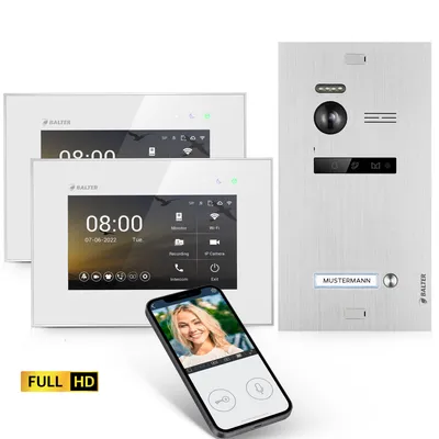 Produktbild von BALTER EVO HD Silber Video Türsprechanlage Set 1 Teilnehmer 2x7" WLAN Monitor Weiß