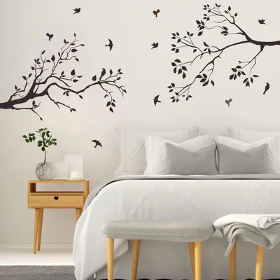 Produktbild von Wandsticker "Schwarze Vögel" - Wanddekoration für Schlafzimmer - Wanddekoration für Wohnzimmer - Wanddekoration für Gewächshäuser - Abnehmbares Vinyl - Dekorative Aufkleber
