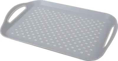Image de Plateau plastique Plateau de service Antidérapant Plateau petit déjeuner Aide au service Plateau multi-usages Plateau de transport , Couleur:gris clair
