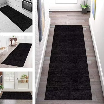 Produktbild von Antirutsch Küchenläufer, wasbar, 50x200cm, für Wohnzimmer und Flur, grau