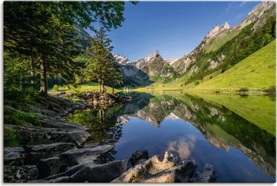 Produktbild von ARTland Leinwandbild Seealpsee Schweiz Größe: 120x80 cm