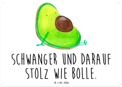 Produktbild von Mr. & Mrs. Panda tafel Avocado Schwangerschaft DIN A3 - Weiß - Geschenk, Wandbild, Metallbild, Liebe, Retro Blechschild, Geburt, Baby, Schild