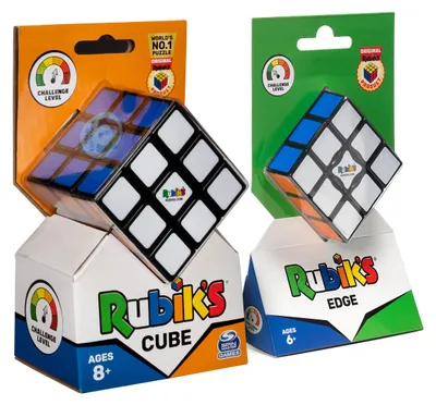 Produktbild von Rubik’s Starter-Set, der Original 3x3 Zauberwürfel und 3x3x1 Edge, Geschenkset Fingerwürfel Stressabbau Fingerspielzeug Reisespiele, für Erwachsene und Kinder, Zauberwürfel, 8 Jahr(e)