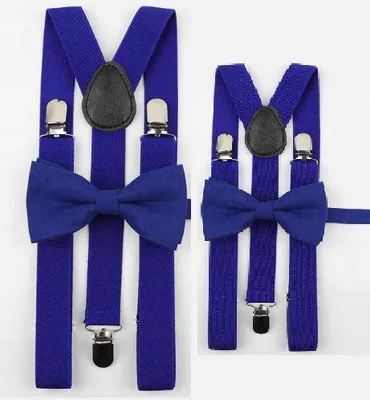 Produktbild von Ankani 079szmmid Set Hosenträger Fliege Herren Kinder Blau