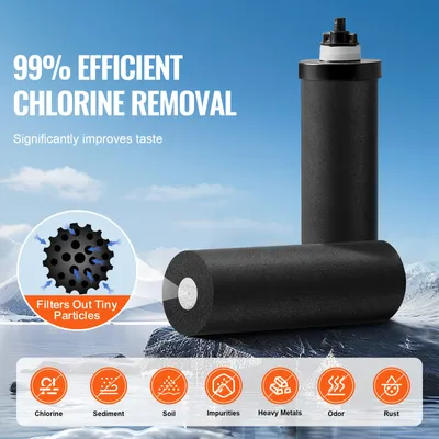 Produktbild von Wasserfilter Schwerkraft, Aktivkohle-Tischfilter Edelstahl, Wasserfiltersystem, Silber | 4,4 + 5,5 L | 99% Chlor | SUS304