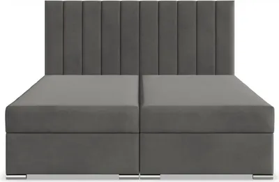 Produktbild von Boxspringbett 140x200 mit 2 Bettkästen Kontinentales Bett Bonell Matratze Polsterbett Doppelbett mit Kopfteil Samtstoff Grau Dunkelgrau AGEN 140 x 200