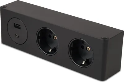 Image de bloc 3 prises 2x230V et prise USB A/C noir