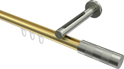 Produktbild von Interdeco Innenlaufstange / Gardinenstange mit Innenlauf Messing-Optik / Edelstahl-Optik, Typ Siteno Mavell (Zylinder Bicolor), 20 mm Ø 1-läufig, 400 cm
