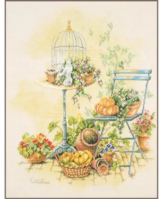 Obrázok produktu pre Sada na výšivku "Dom a záhrada, Oslobodenie zo klietky," od spoločnosti Lanarte, rozmer 37x43 cm