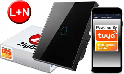 Produktbild von TUYA ZigBee Touch Switch 1obw. schwarz # L+N
