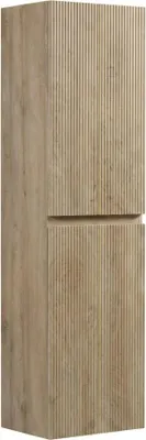 Zdjęcie produktu dla Badplaats Słupek Łazienkowy Thermis 40 x 30 x 150 cm – Jasny Dąb – Wisząca Szafka Słupkowa z 2 Drzwiami