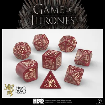 Immagine prodotto di Zestaw Kości Lannister z Gry o Tron (8 sztuk) - oficjalna licencja