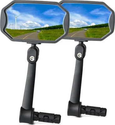 Image de Rétroviseur vélo pour VTT, Lentille en verre convexe haute définition, Guidon E-Bike, Rétroviseur 1 paire - Lentille argentée
