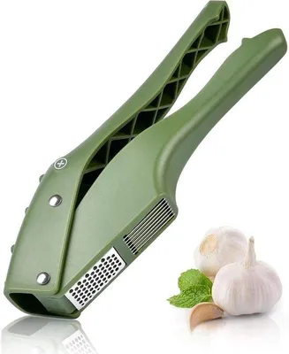 Produktbild von Famanu Knoblauchpresse 2-in-1 - Knoblauchschneider mit Reinigungsbürste - spülmaschinenfeste Knoblauchpresse