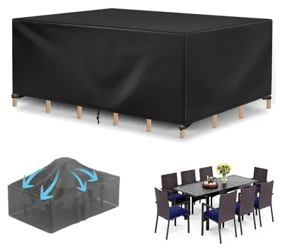 Image de Housse de protection pour meubles de jardin - Tissu Oxford 600D - 180 x 90 x 80 cm - Noir