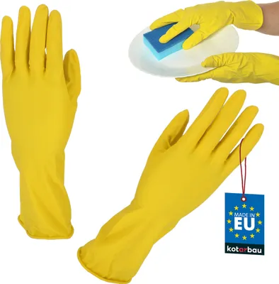 Produktbild von KOTARBAU® Arbeitshandschuhe Einweghandschuhe Gummihandschuhe Gelb Größe L Schutzhandschuhe Einmalhandschuhe Gummihandschuhe Latexhandschuhe Gummi Handschuhe Nitrilhandschuhe Putzen