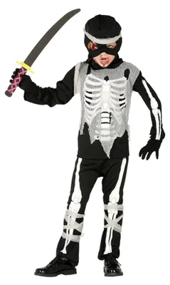 Produktbild von Ninja-Skelett Kostüm für Kinder, Gr. 98-146, Größe:122/128