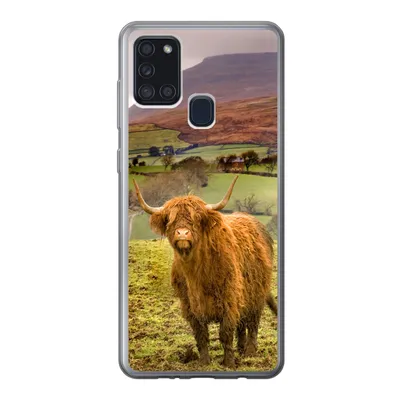 Produktbild von MuchoWow® Handyhülle Schutzhülle Hülle für Samsung Galaxy A21s Schottischer Highlander - Berg - Herbst Silikon Softcase Handy Hülle - Hartschale