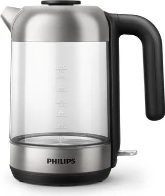Image de Philips Bouilloire Series 5000 en verre, 1,7 l, témoin lumineux avec couvercle à charnière et voyant lumineux, métal (HD9339/80)