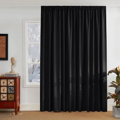 Imagen del producto de Cortina opaca con lazada, color negro, 300 x 245 cm (ancho x alto), 1 panel