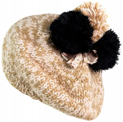 Immagine prodotto di Berretto Szaleo con tre pompon, color beige scuro