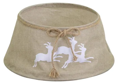 Immagine prodotto di Copri base albero tessuto pieghevole renne beige tondo cm Ø56xh25