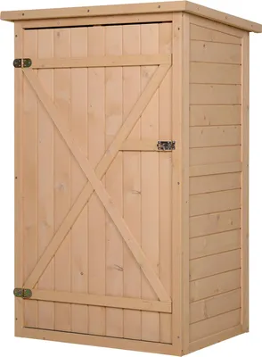 Produktbild von Ger?teschuppen, mit Regalb?den, wetterbest?ndig, Gartenschrank, Naturholz, 75 x 56 x 115 cm