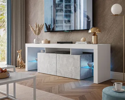 Obrázek produktu pro COLGANTE PLUS TV skříňka s nástavcem + LED Bílá / Betonová