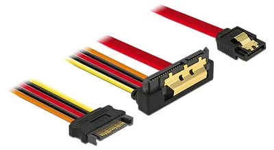 Produktbild von DeLOCK 85229, 0,3 m, SATA III, SATA 7-pin, SATA 22-pin, Weiblich/Weiblich, Schwarz
