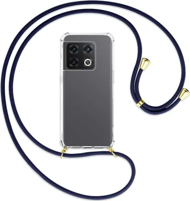 Produktbild von Handykette Backcover-Schutzhülle mit Band (Metall goldfarben) für OnePlus 10 Pro 5G - dunkelblau