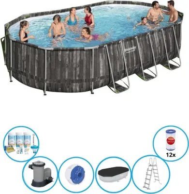 Zdjęcie produktu dla Bestway Pool Power Steel - Zestaw basenowy - 610x366x122 cm