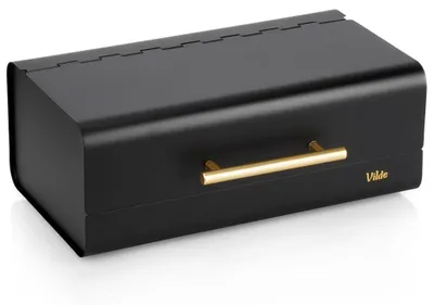 Produktbild von Vilde | Brotkästen - Brotkorb - Brotbox - 36x23x14,5 cm - Brotbehälter - Schwarz und Gold - Metall