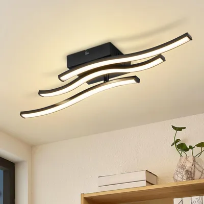 Obrázek produktu pro ZMH LED stropní lampa do ložnice stropní světlo do ložnice černá 18W lampa do obývacího pokoje 3000K vlny moderní kuchyňská lampa vnitřní teplá bílá lampa do chodby