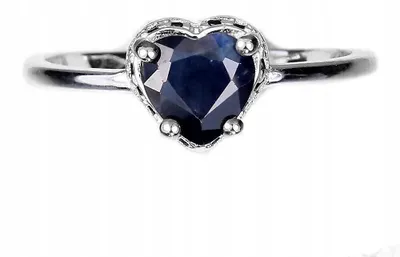 Produktbild von 925er Ring, zartes Herz, natürlicher schwarzer Saphir und Spinelle, Ringgröße 19,5