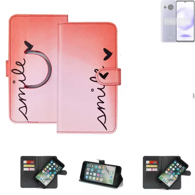 Produktbild von K-S-Trade Schutzhülle Handyhülle kompatibel mit Sharp Aquos Sense8 Hülle cover bookstyle Etui ''smile'' rot Standfunktion Kameraschutz (1Stk)